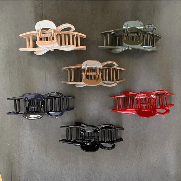 Black Bow Glossy Ribbon Coquette Girl 4" Large Lobster Claw Hair Clip Classic - Picture 3 of 4